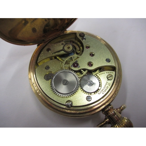 86 - A 9ct gold cased half hunter pocket watch, in used condition, runs when wound, small chip to dial ed... 