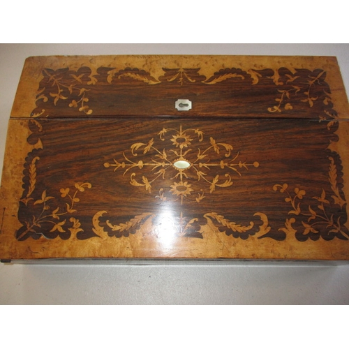 329 - A continental inlaid writing box, with fitted interior. General age related marks and repairs. Appro... 