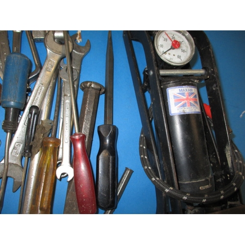 26 - A tool bag with contents, to include Whitworth, A/f and metric spanners, all in used condition