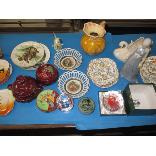 36 - A parcel of vintage ceramics and glass items, to include Sylvac and paperweights, all in used condit... 