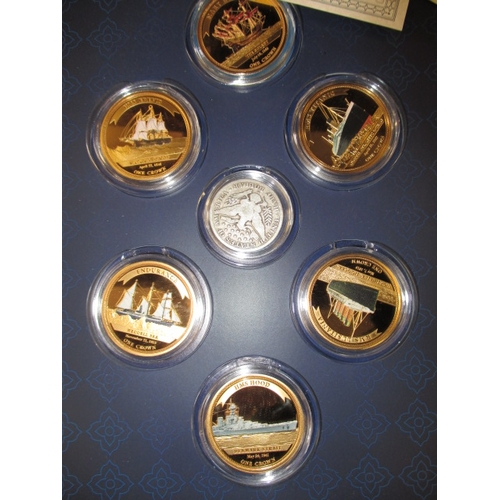 44 - A quantity of collectors coins and medallions, and a £1 bank note, to include Legendary ship wrecks ... 
