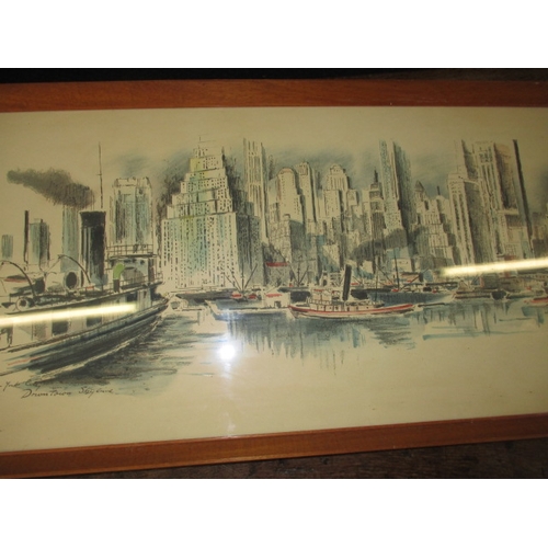 65 - Two vintage John Haymson architectural landscape prints, one of New York City skyline the other Leve... 