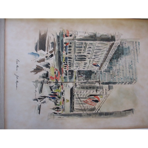 65 - Two vintage John Haymson architectural landscape prints, one of New York City skyline the other Leve... 