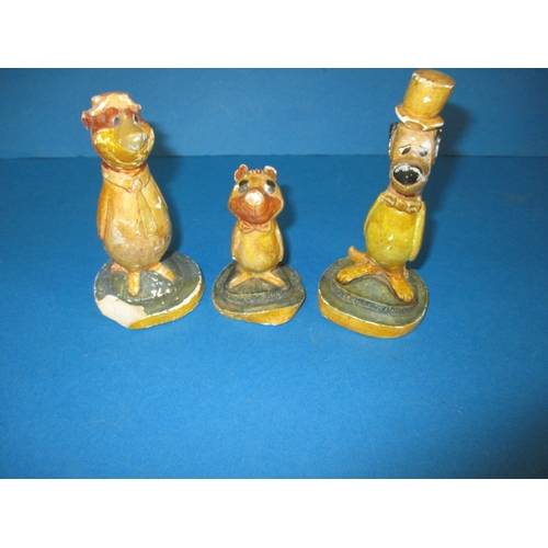 71 - Three sculpture craft plaster cast figures being Huckleberry hound Yogi and Booboo, some chips and a... 