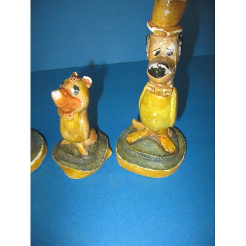 71 - Three sculpture craft plaster cast figures being Huckleberry hound Yogi and Booboo, some chips and a... 