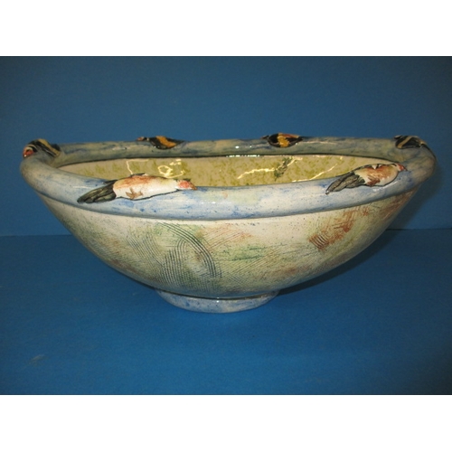 78 - An Anna Lambert studio pottery bowl, approx. length 36cm in good pre-owned condition