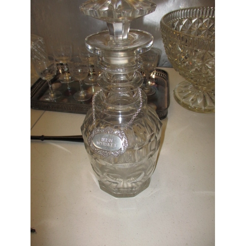 181 - A quantity of drink related items, to include an antique ring necked decanter. All with no observed ... 