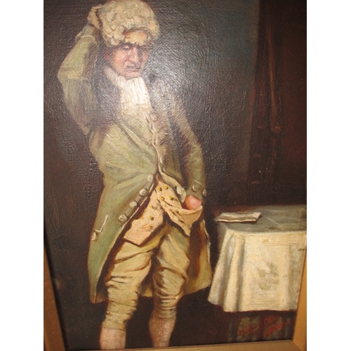 188 - A vintage oil on canvas portrait of a gentleman thinking. Signed and dated lower right. Approximate ... 