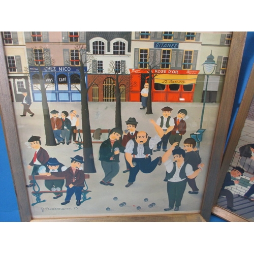 202 - Three vintage G Diekmann French street scene prints, all dated 1975 and in period frames, in good us... 