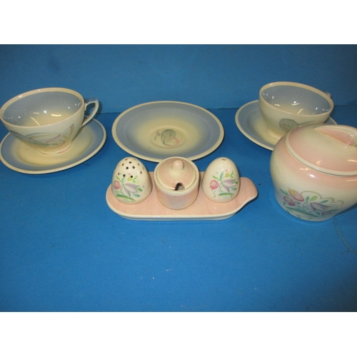 208 - A small quantity of Susie Cooper ceramics, to include a cruet set, in used condition with no observe... 