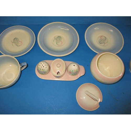 208 - A small quantity of Susie Cooper ceramics, to include a cruet set, in used condition with no observe... 