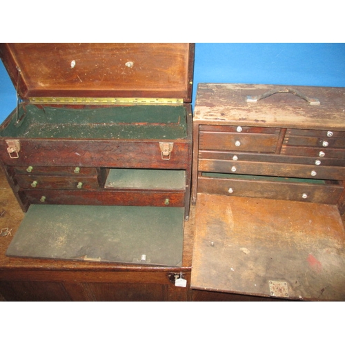 211 - Two vintage multi drawer tool chests, both in well used condition, one with key and working lock