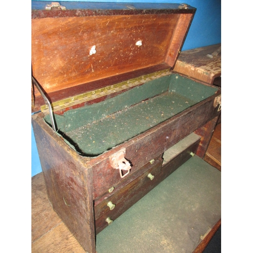 211 - Two vintage multi drawer tool chests, both in well used condition, one with key and working lock