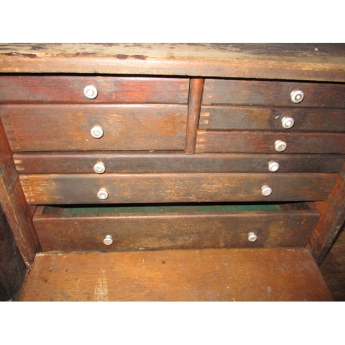 211 - Two vintage multi drawer tool chests, both in well used condition, one with key and working lock