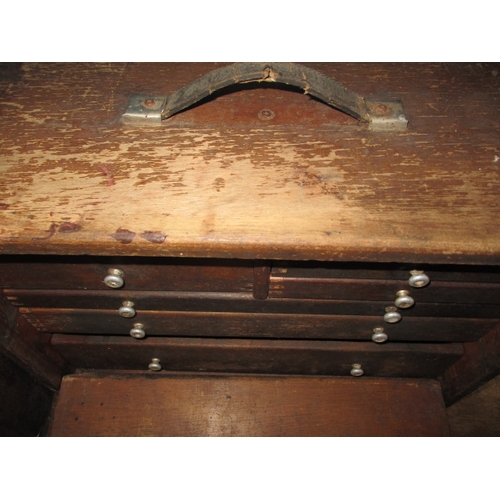 211 - Two vintage multi drawer tool chests, both in well used condition, one with key and working lock