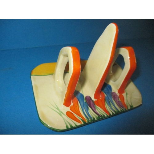 189 - A Clarice Cliff autumn crocus design conical toast rack, fully marked to base, in good used conditio... 