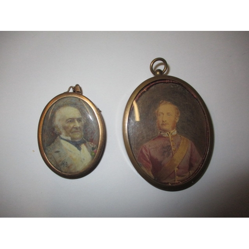 177 - Two antique portrait miniatures of gentlemen, in gilt metal frames, approx. image size of largest 6x... 