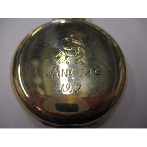 70 - A vintage Waltham gold plated pocket watch with albert chain, runs when wound with use-related marks