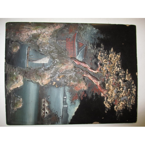 178 - Two antique Japanese painted wood panels, approx. size 26x20 cm both in useable pre-owned condition