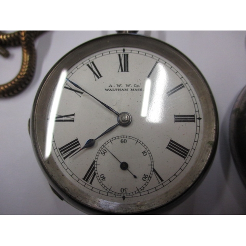 71 - Three vintage pocket watches, to include 2 silver cased examples and a black faced GSTP, all run whe... 