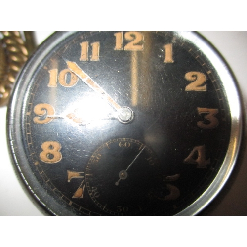 71 - Three vintage pocket watches, to include 2 silver cased examples and a black faced GSTP, all run whe... 