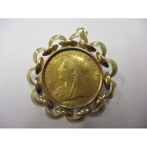 87 - A Queen Victoria full gold sovereign dated 1901, in 9ct gold pendant mount, approx. parcel weight 10... 