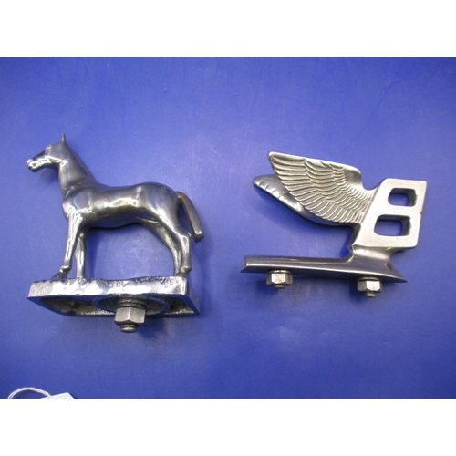 179 - Two vintage automotive bonnet emblems, both genuine period pieces, one being from a Bently, in good ... 