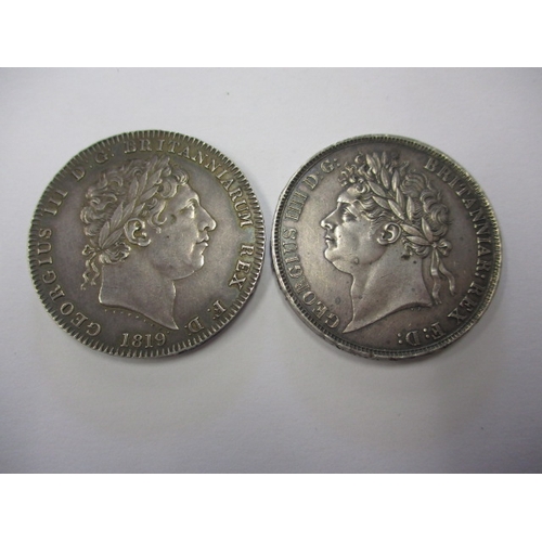 136 - Two silver crowns, George III dated 1819 & George VI dated 1821, both very good grade circulated coi... 