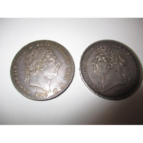 136 - Two silver crowns, George III dated 1819 & George VI dated 1821, both very good grade circulated coi... 