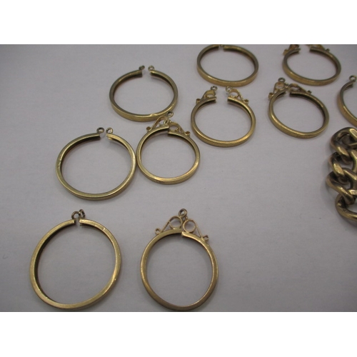 64 - A parcel of 9ct gold items, to include a good curb ling bracelet and coin mounts, damages so sold as... 