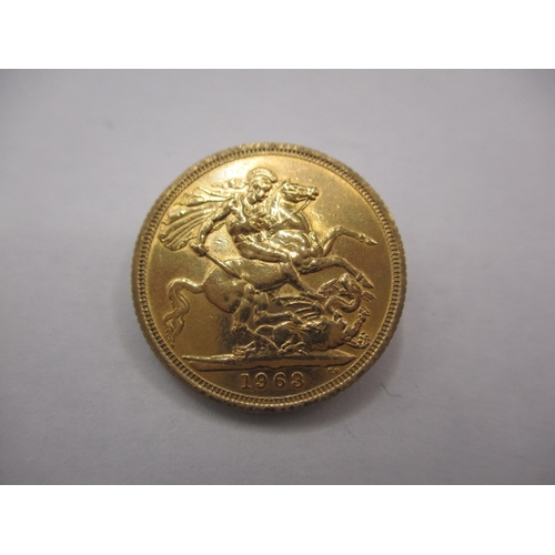 106 - A Queen Elizabeth II gold sovereign dated 1963, a good grade bullion coin with fine definition of fe... 