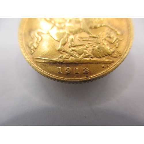 108 - A George V gold half sovereign dated 1913. A good grade bullion coin with fine definition of feature... 