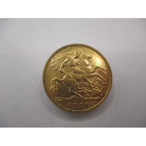 109 - An Edward VII gold half sovereign dated 1909, a good grade bullion coin with fine definition of feat... 