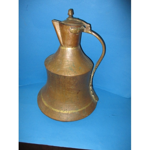 248 - A large antique copper water carrier, approx. height 50cm, in pre-owned condition with general age-r... 