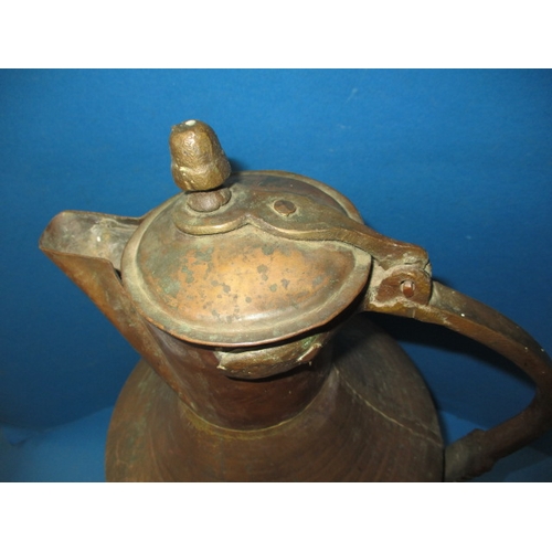 248 - A large antique copper water carrier, approx. height 50cm, in pre-owned condition with general age-r... 