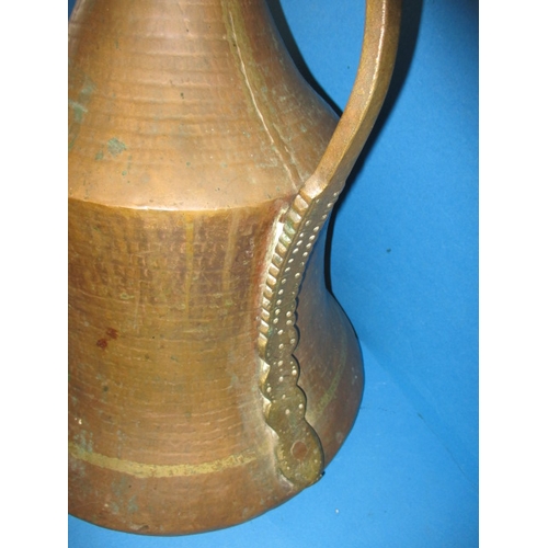 248 - A large antique copper water carrier, approx. height 50cm, in pre-owned condition with general age-r... 