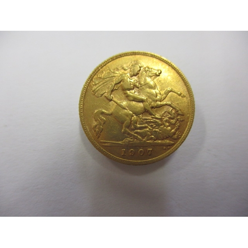 122 - An Edward VII gold half sovereign, in good circulated condition with fine definition of features