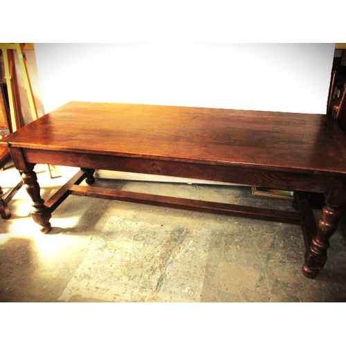 264 - A large country house refectory table and 6 chairs, 5+1, approx. size: L, 200cm W, 84cm H, 76cm, in ... 