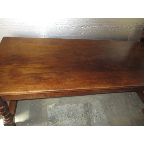 264 - A large country house refectory table and 6 chairs, 5+1, approx. size: L, 200cm W, 84cm H, 76cm, in ... 