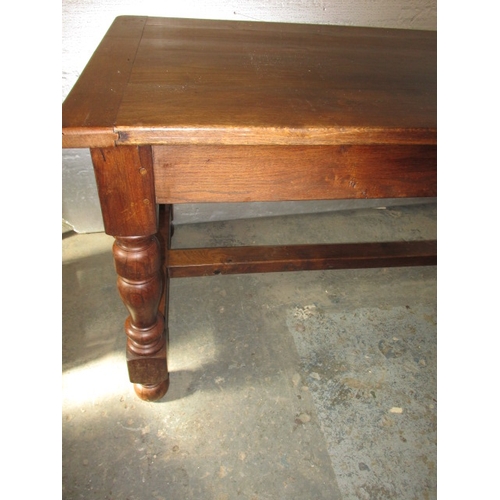 264 - A large country house refectory table and 6 chairs, 5+1, approx. size: L, 200cm W, 84cm H, 76cm, in ... 