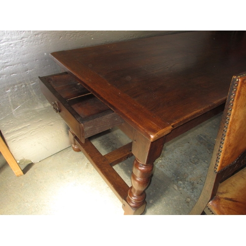 264 - A large country house refectory table and 6 chairs, 5+1, approx. size: L, 200cm W, 84cm H, 76cm, in ... 