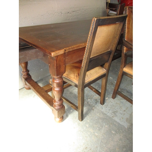 264 - A large country house refectory table and 6 chairs, 5+1, approx. size: L, 200cm W, 84cm H, 76cm, in ... 