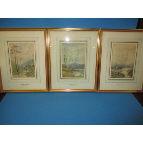 283 - 3 Antique watercolour landscape paintings, in later frames, monogrammed for James Lawson Stewart, ap... 