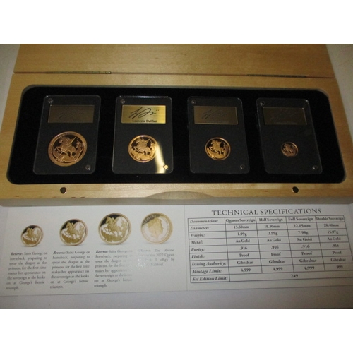 128 - A London Mint 2022 proof gold sovereign four coin set, in original box with numbered certificate