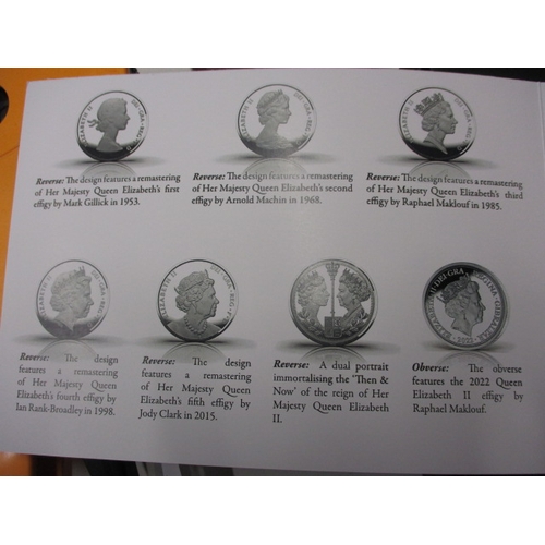 134 - A set of 6 platinum commemorative coins dated 2022, showing the various portraits of Queen Elizabeth... 