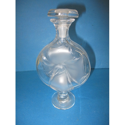 185 - Two vintage Lalique glass scent bottles, one having chip to rim the other having broken stopper, bot... 