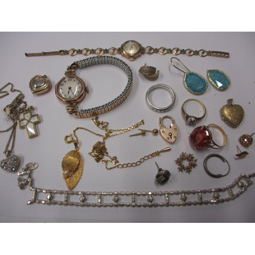 172 - A parcel of vintage jewellery and watches, to include gold, silver and yellow metal items, all in us... 