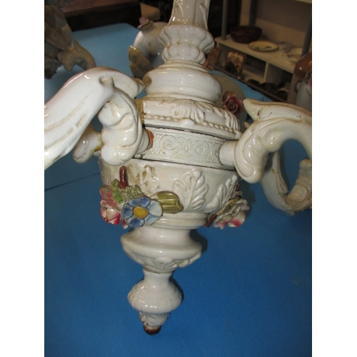 281 - Two vintage continental chandeliers, having floral and musician cherub decoration, some damages and ... 