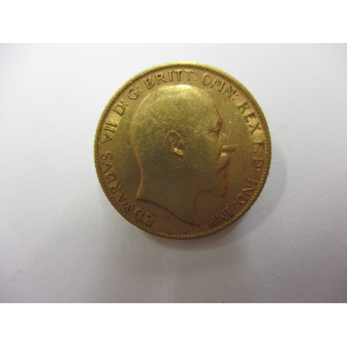 133 - A Edward VII gold half sovereign dated 1907, a circulated coin with good definition of features