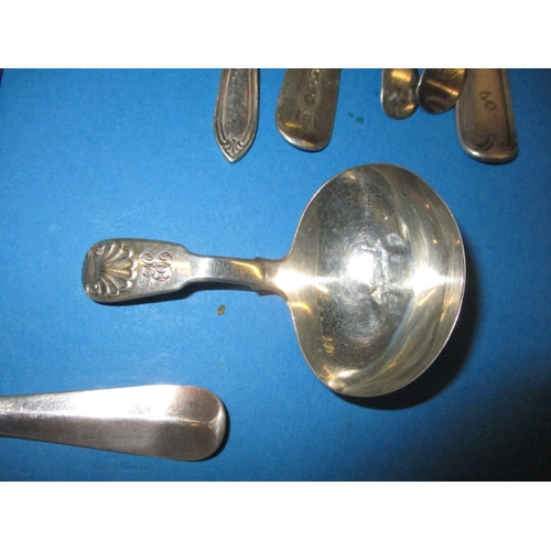 148 - A parcel of antique and later silver flatware, to include a caddy spoon, approx. gross parcel weight... 